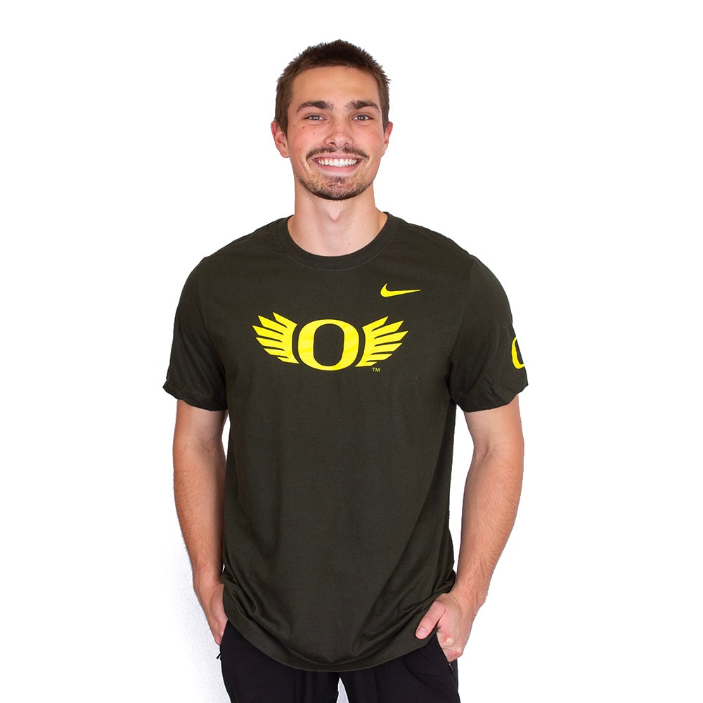 O Wings, Nike, Green, Crew Neck, Cotton, Men, Sequoia, Basic, O Wings, T-Shirt, 904808